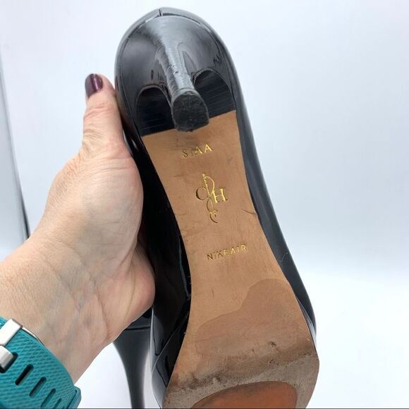 Cole Haan Nike Air Chelsea Black Patent Platform Pump Heels 8.5 NARROW - Picture 8 of 10
